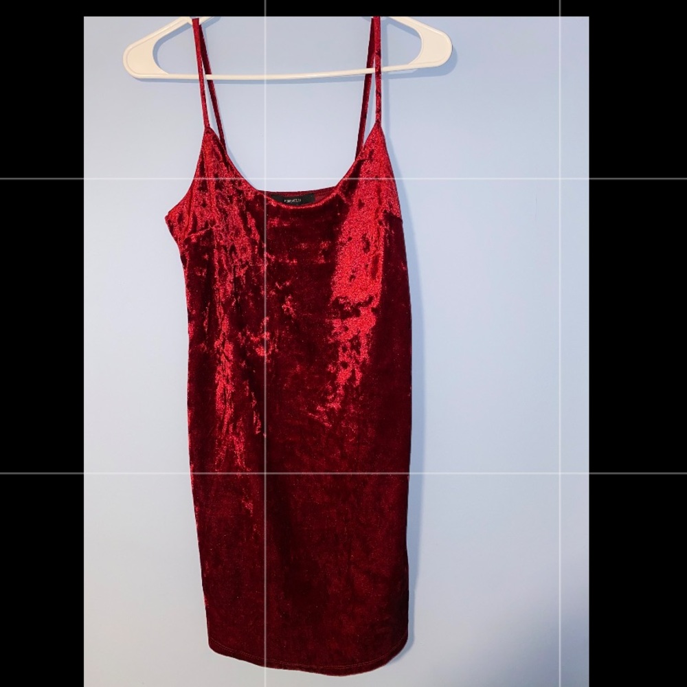 Red velvet mini dress